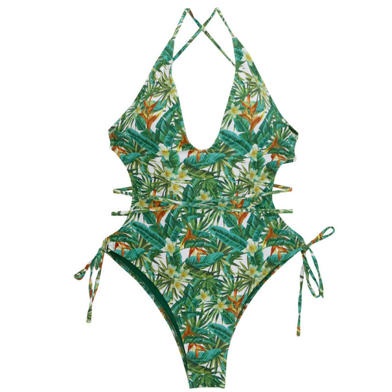 Damer Enkelt Badeanstalt med blomsteragtig cut-out design og justerbare bånd Skovae