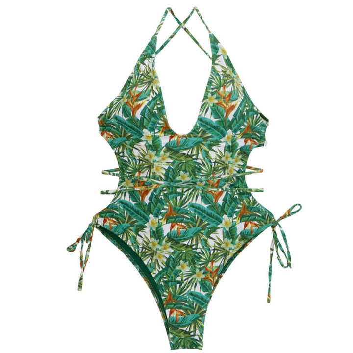 Damer Enkelt Badeanstalt med blomsteragtig cut-out design og justerbare bånd Skovae