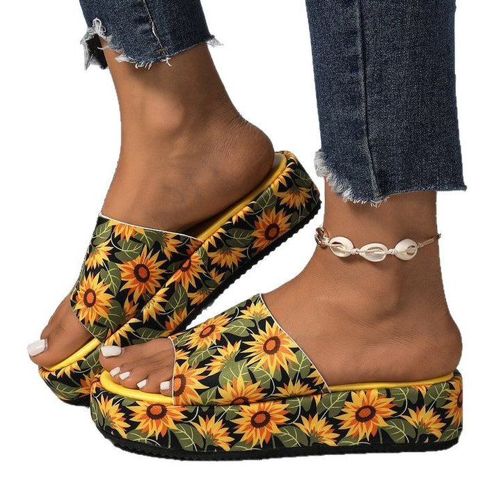 Dame platform-sandaler med farverigt sommerfugledesign Stilla
