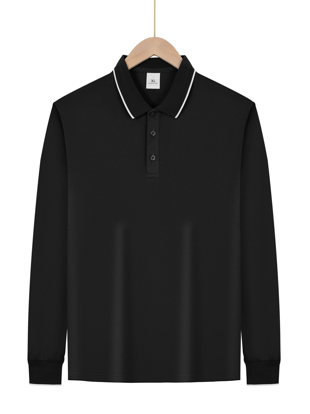 Herrer langærmet Piqué-polo-shirt med kontrastpaspol ved kraven og manchetter Skovae