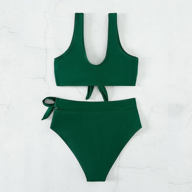 Dame Højtaljet Bikini-Sæt med legende Knude-design Skovae