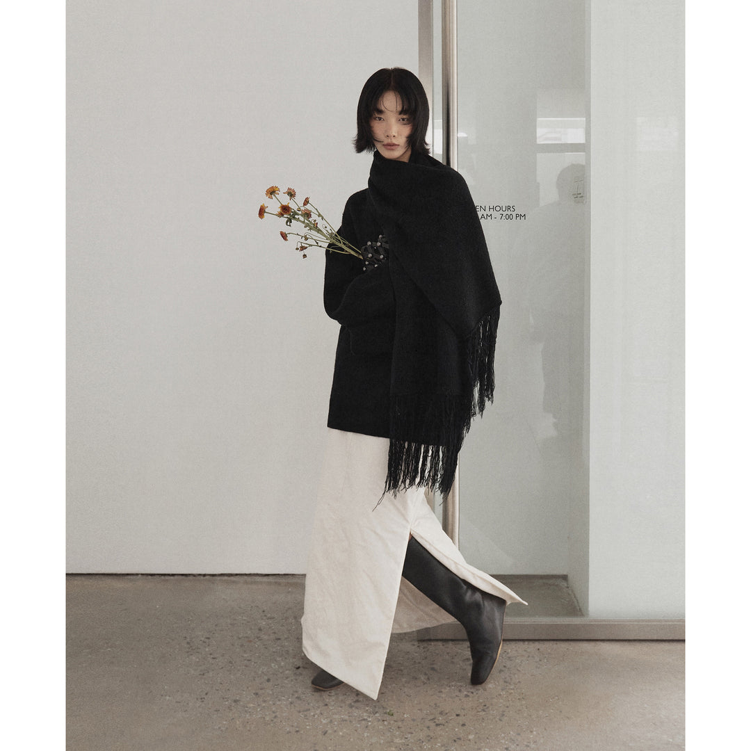 Dame hyggelig oversized pullover med høj krave og behagelig struktur Stilla