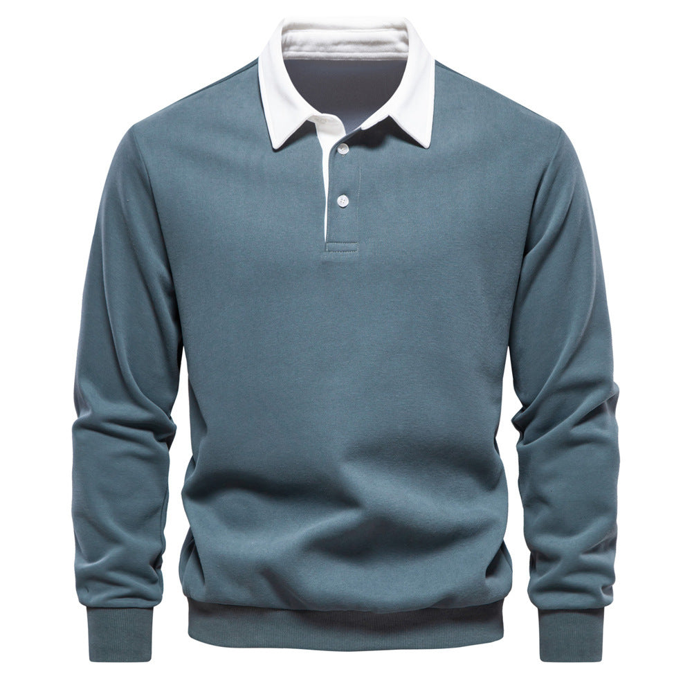 Herrer nan elegante Langærmet Poloshirt med kontrastkrave Skovae