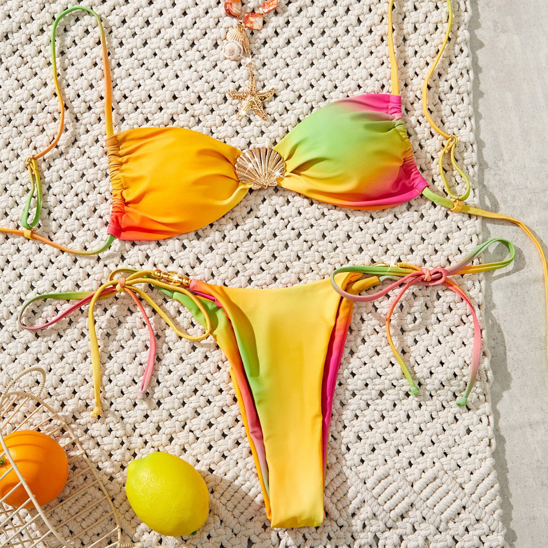Dame Bikini-sæt med fejlfri rynkning og trendy indpakningsdesign Skovae