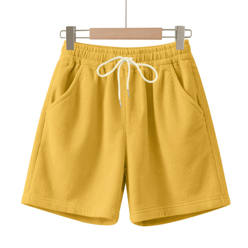 Herren nan ribbet Jersey-shorts med elastisk talje, dekorativ snor og sidelommer Skovae