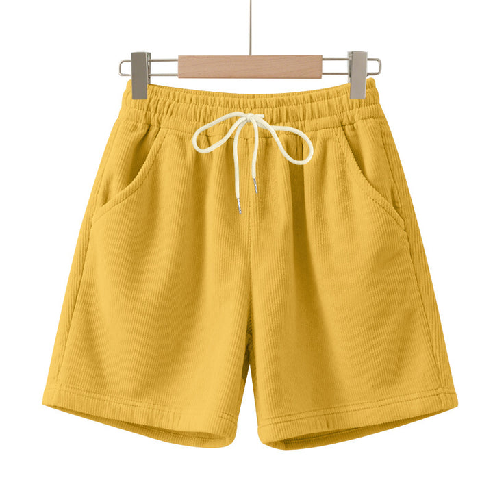 Herren nan ribbet Jersey-shorts med elastisk talje, dekorativ snor og sidelommer Skovae