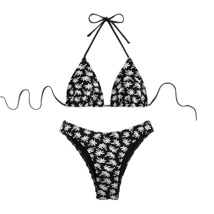 Dame Triangel-Bikini med blomsterdesign og justerbare bånd Skovae