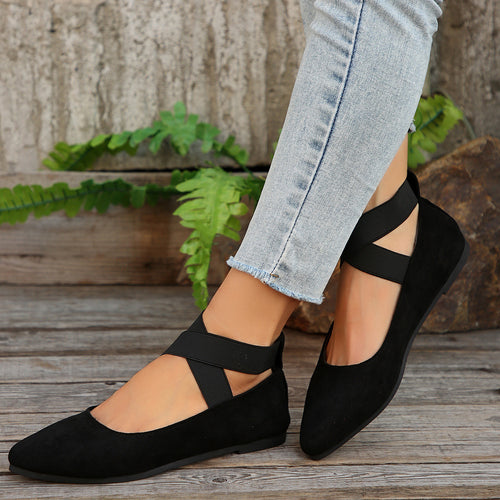 Dame elegante Ballerinas med elastiske krydsremme og komfortabel fodseng design Stilla