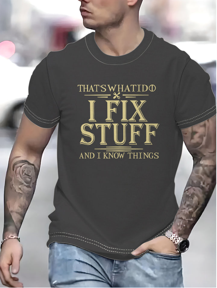 Herre T-shirt med humoristisk tryk og høj kvalitets bomuldsblanding Stilla