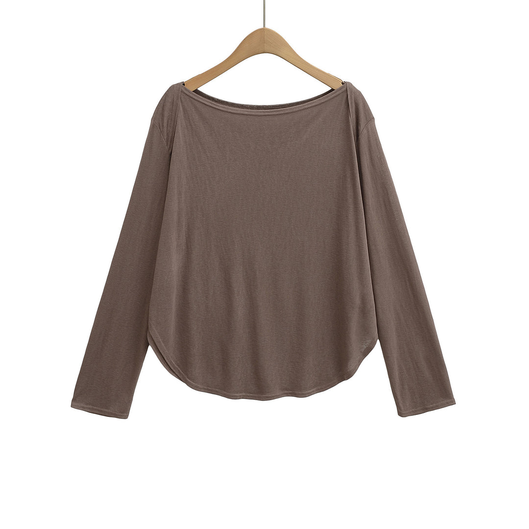 Damer afslappet oversized longsleeve T-shirt med rundet kant og blødt bærekomfort Stilla