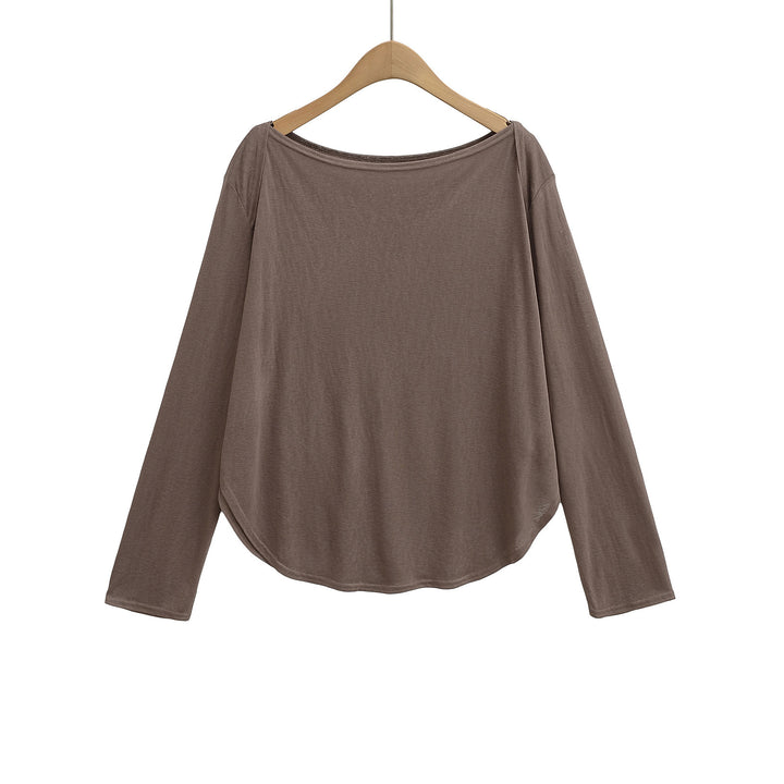 Damer afslappet oversized longsleeve T-shirt med rundet kant og blødt bærekomfort Stilla