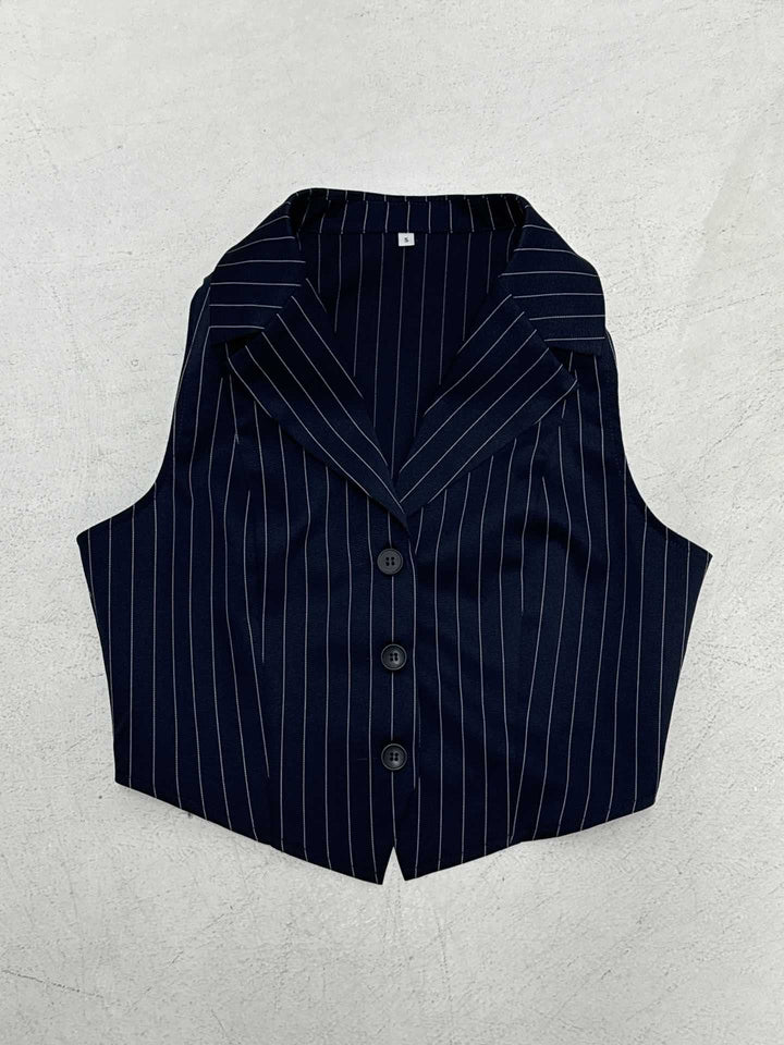 Damen ausgestelltes Bustier-Oberteil mit feinen Streifen und Knopfdetails Skovae