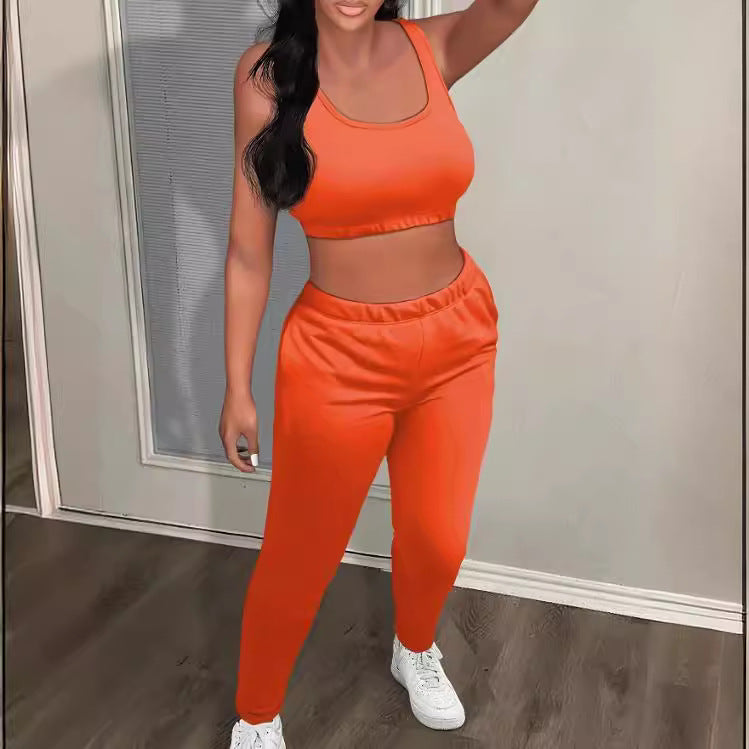 Dame Sport Crop Top og Jogger Sæt Stilla