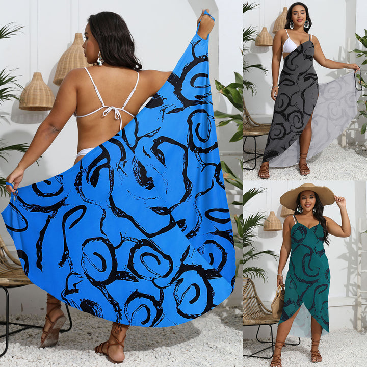 Dame elegant strandkaftan med stilfuldt mønster Skovae
