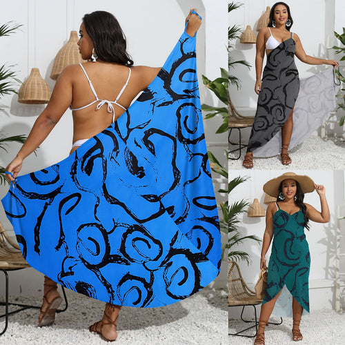 Dame elegant strandkaftan med stilfuldt mønster Skovae