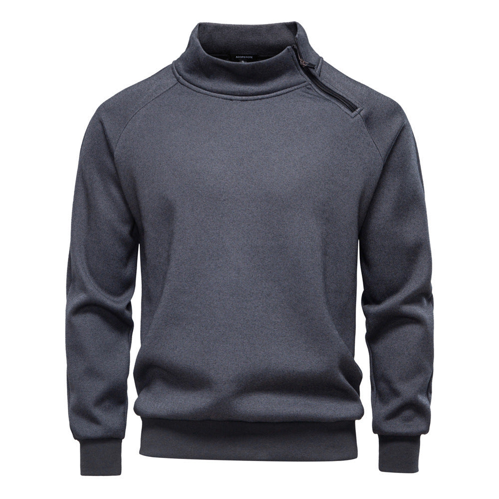 Herrer med ståkravepullover med asymmetrisk skulderlynlås og raglanærmer Skovae