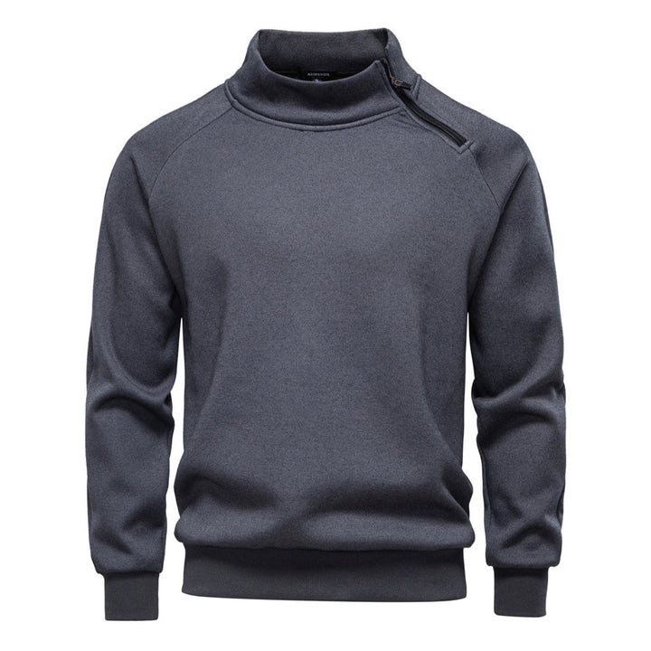 Herrer med ståkravepullover med asymmetrisk skulderlynlås og raglanærmer Skovae