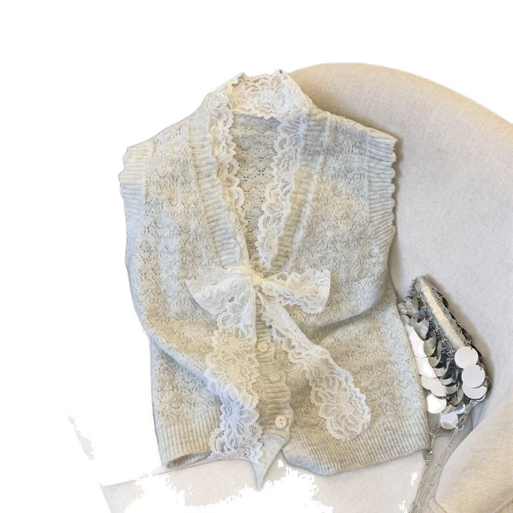 Kvinders Elegant Strik Vest med Flæse Detaljer Stilla