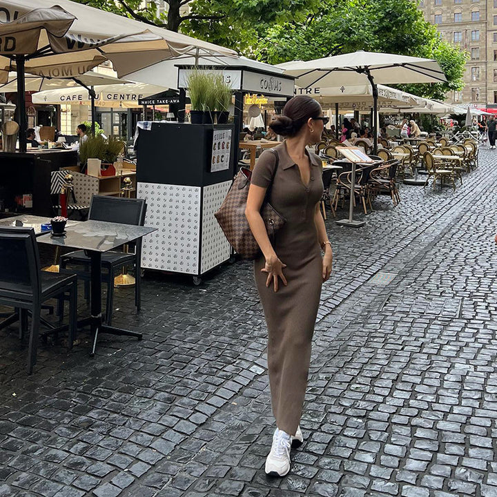 Dame Elegant Maxikjole med knaplukning og smal pasform Stilla