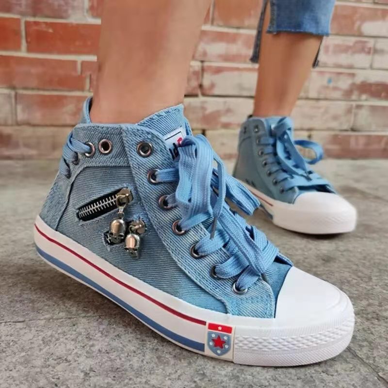 Dame Høje Sneakers i moderne Used-Look med fashionable lynlåsdetaljer Stilla