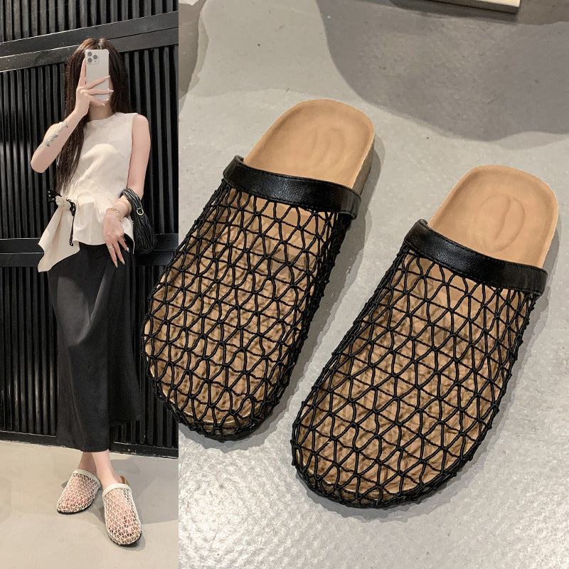 Femme Open-Toe Mesh Slide Mules med behagelig korkfodbed Stilla