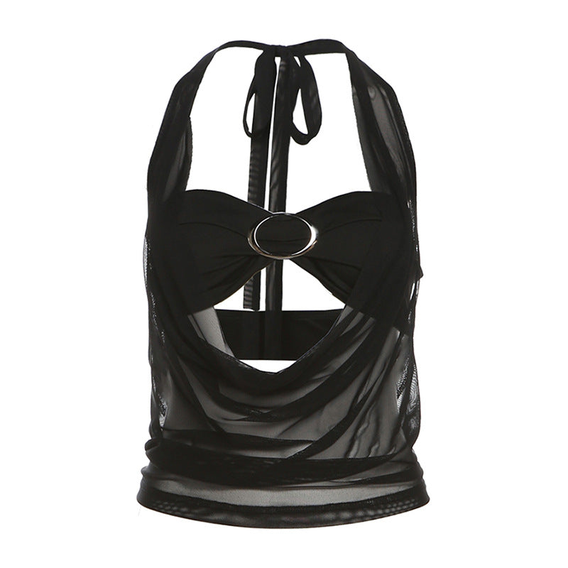Damer elegant Crop-Top med gennemsigtige accenter og raffineret snit Stilla