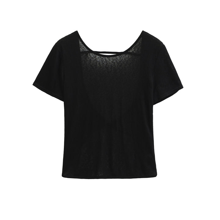 Dame løstsiddende basis T-shirt med struktureret materiale og rund halsudskæring Stilla