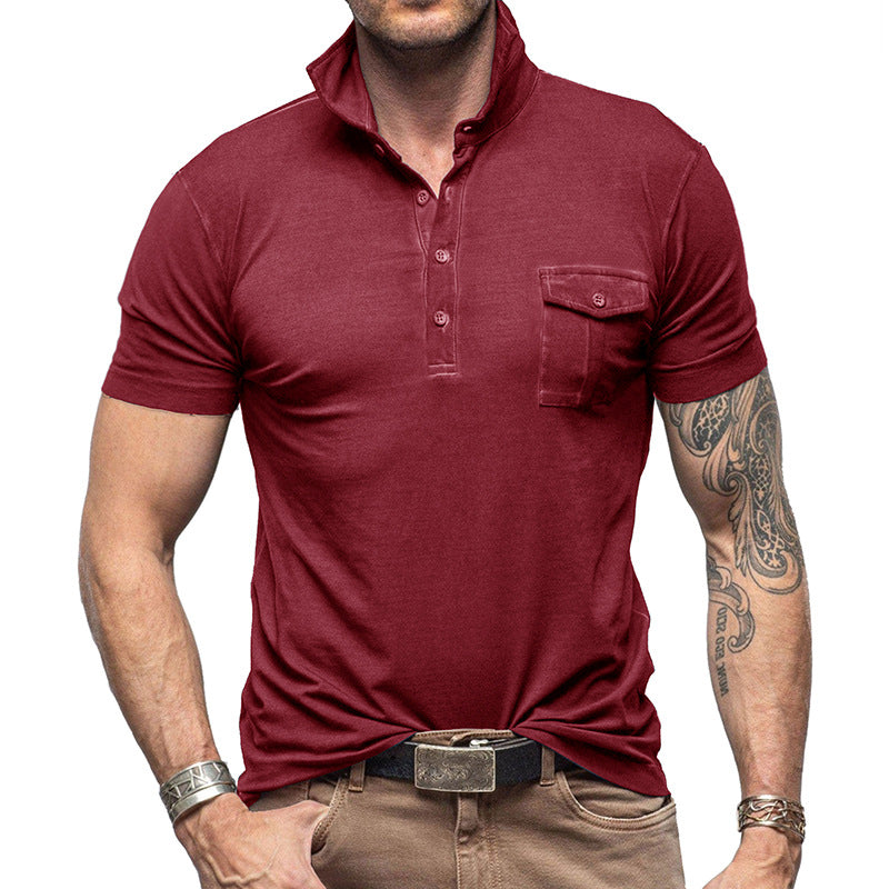 Herrer Poloshirt med praktisk brystlomme og moderne ståkrave Stilla
