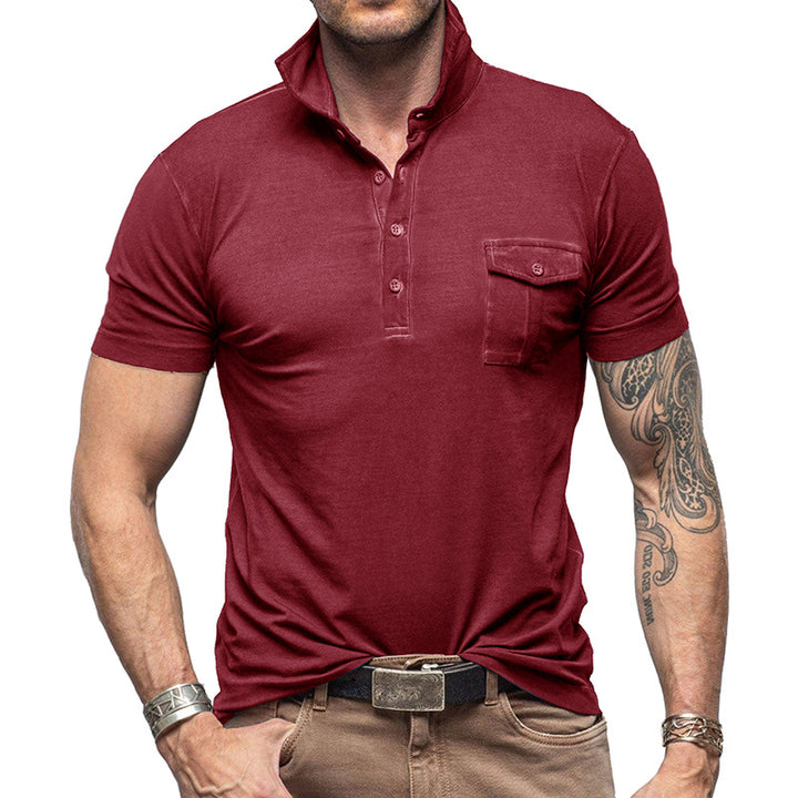 Herrer Poloshirt med praktisk brystlomme og moderne ståkrave Stilla
