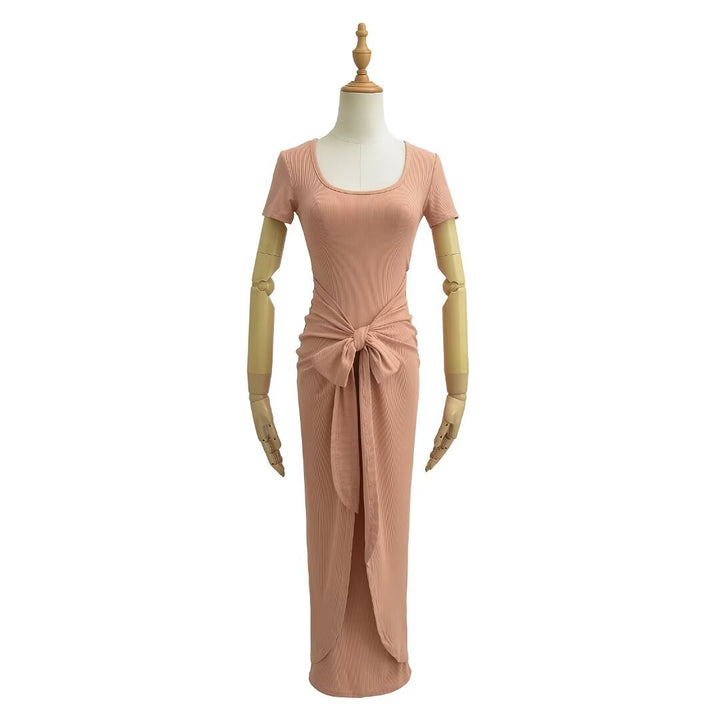Dame Midi-nederdel med elegant knudelement og fint ribdesign Stilla