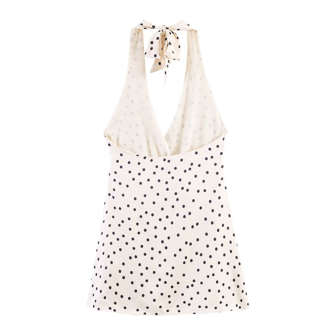 Dame wrapped dress with deep V-neck and decorative tie band Skovae
