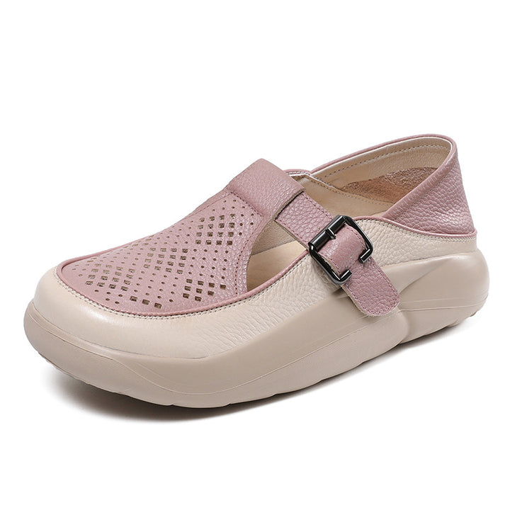 Dame Læder Spænde Clogs med perforeret Design Stilla
