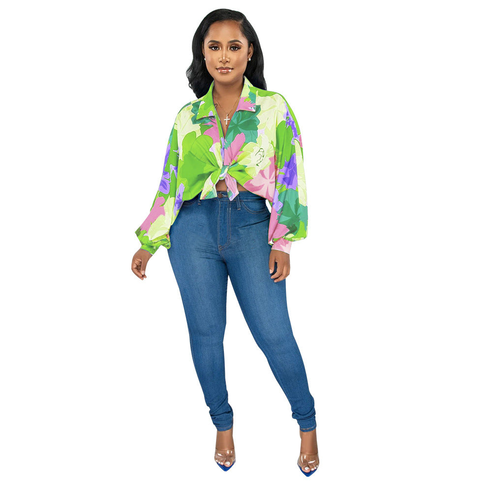 Dame Trendy blomsterbluse i oversized stil med slipselukning Stilla