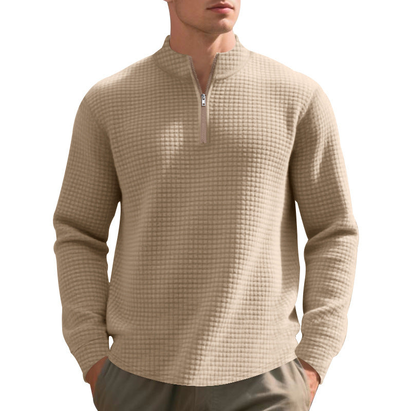 Herren nan City-Thermo-Pullover med kort lynlås Stehkragen og fin kvadratstruktur Skovae