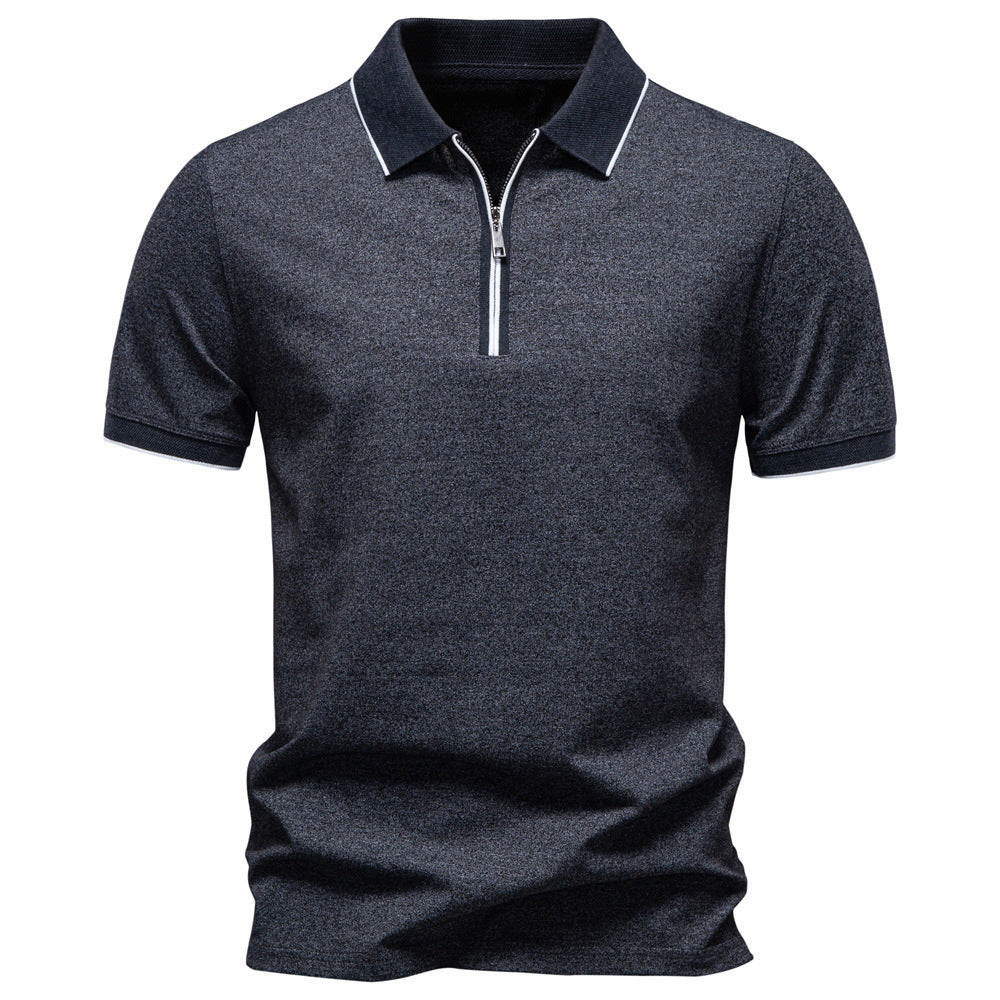 Herrer nan åndbart kortærmet polo shirt med halv højt lynlås og piqué struktur Skovae
