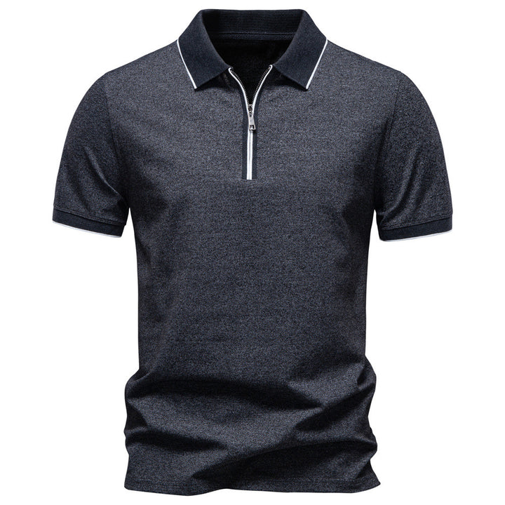 Herrer nan åndbart kortærmet polo shirt med halv højt lynlås og piqué struktur Skovae