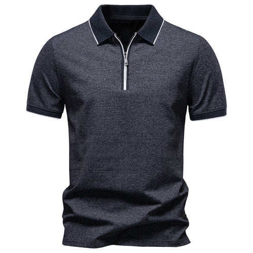 Herrer nan åndbart kortærmet polo shirt med halv højt lynlås og piqué struktur Skovae