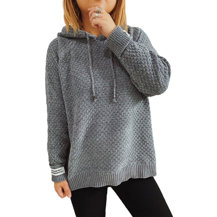 Dame løs hoodie med tekstureret stof og moderne snor Stilla