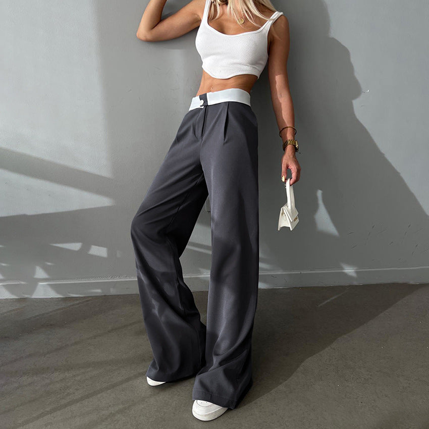 Dame Bredskårne high-waisted bukser med elegant folder Stilla