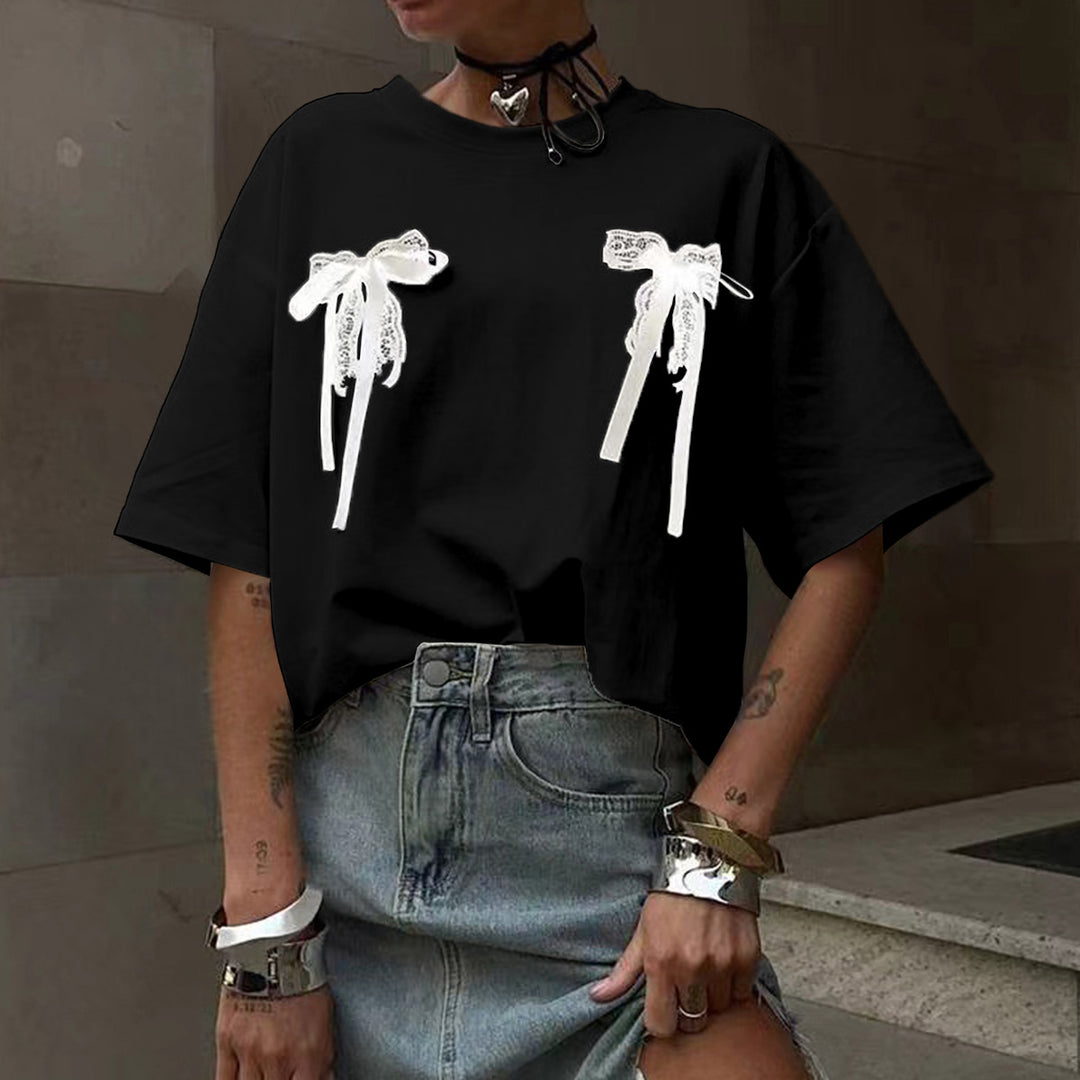 Dame T-shirt med legende sløjfedetaljer Stilla