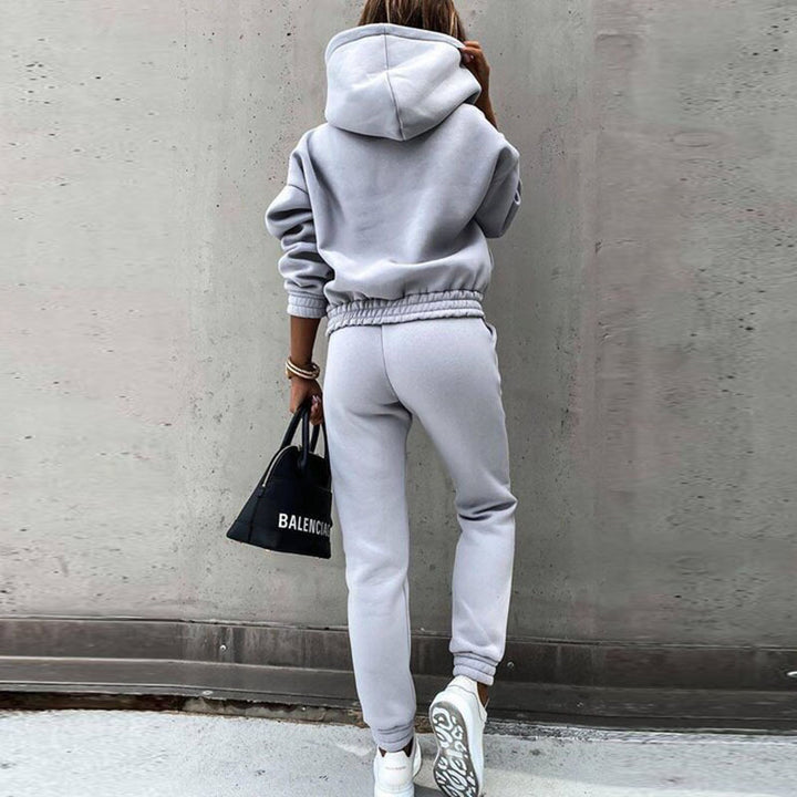 Damer behageligt sweatpants sæt med afslappet oversized overdel og elastisk talje Stilla
