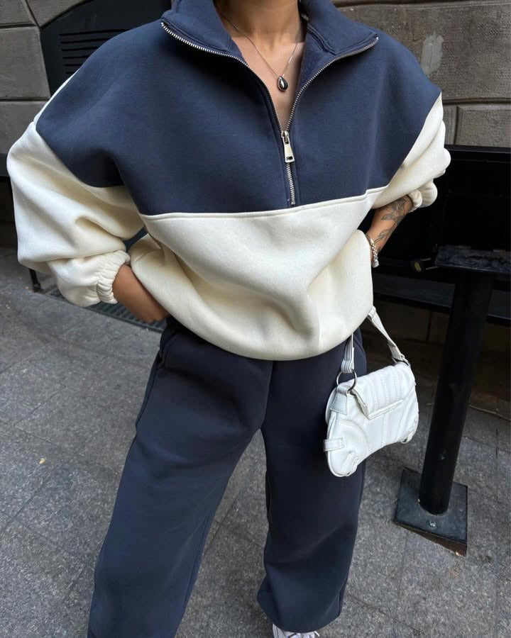 Kvinders fleece sweatshirt med høj krave og praktiske sidelommer Skovae