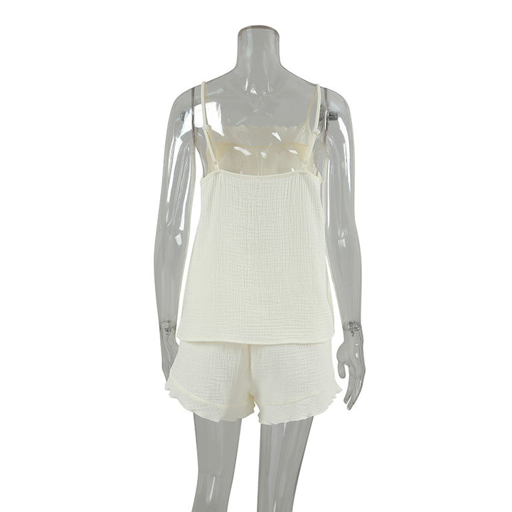 Dame afslappet shorts jumpsuit med spids og elastisk liv Stilla