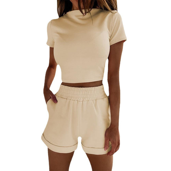 Dame Sporty Sæt med cropped T-shirt og Shorts Stilla