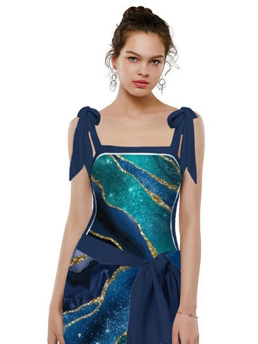 Dame Elegant One-Piece Swimsuit Sæt med matchende Indpakningsskørt Stilla