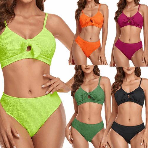 Dame Bikini-sæt med knudeformet top og højt skårne trusser Stilla