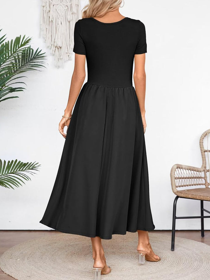 Dame Elegant Maxi-Kjole med innovativt Cut-Out-design og vidde nederdel Stilla