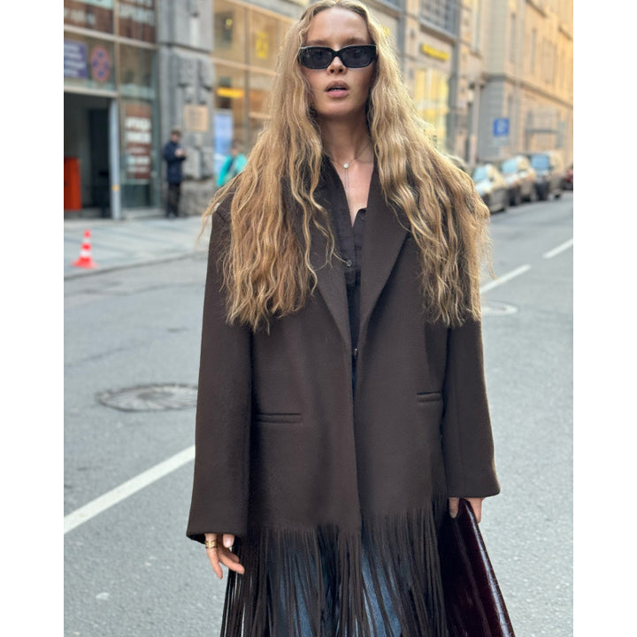 Dame Oversized Frynsejakke Stilla