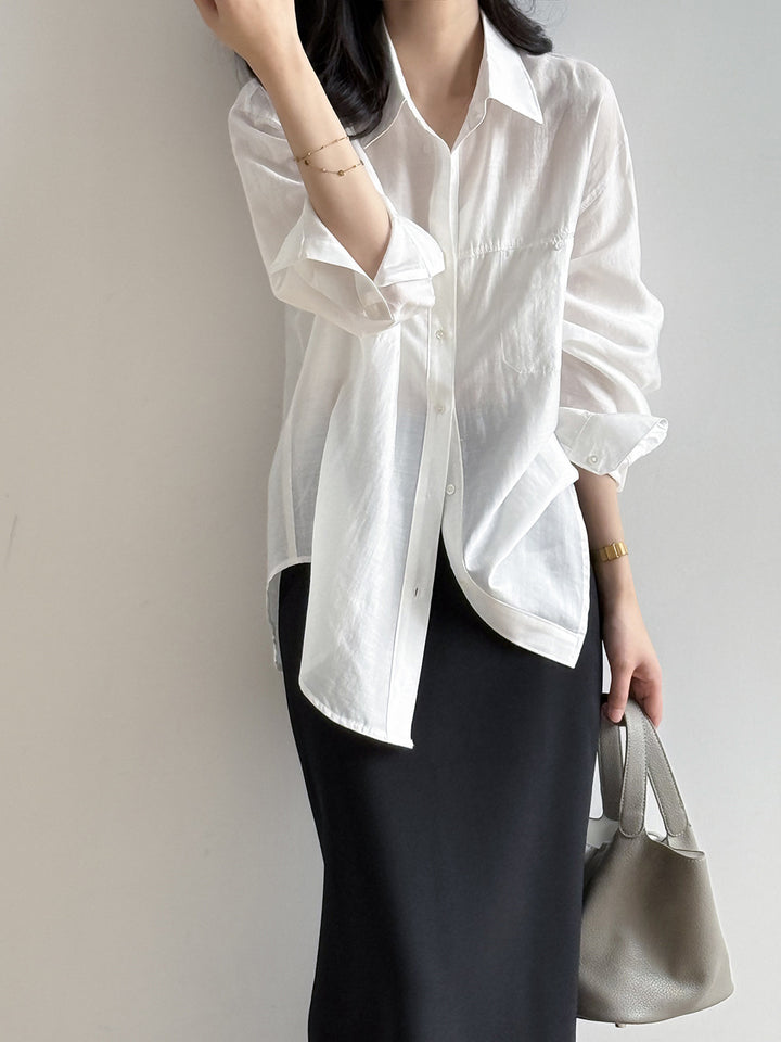 Damer afslappet skjorte blouse i let, åndbart materiale med løs pasform Stilla