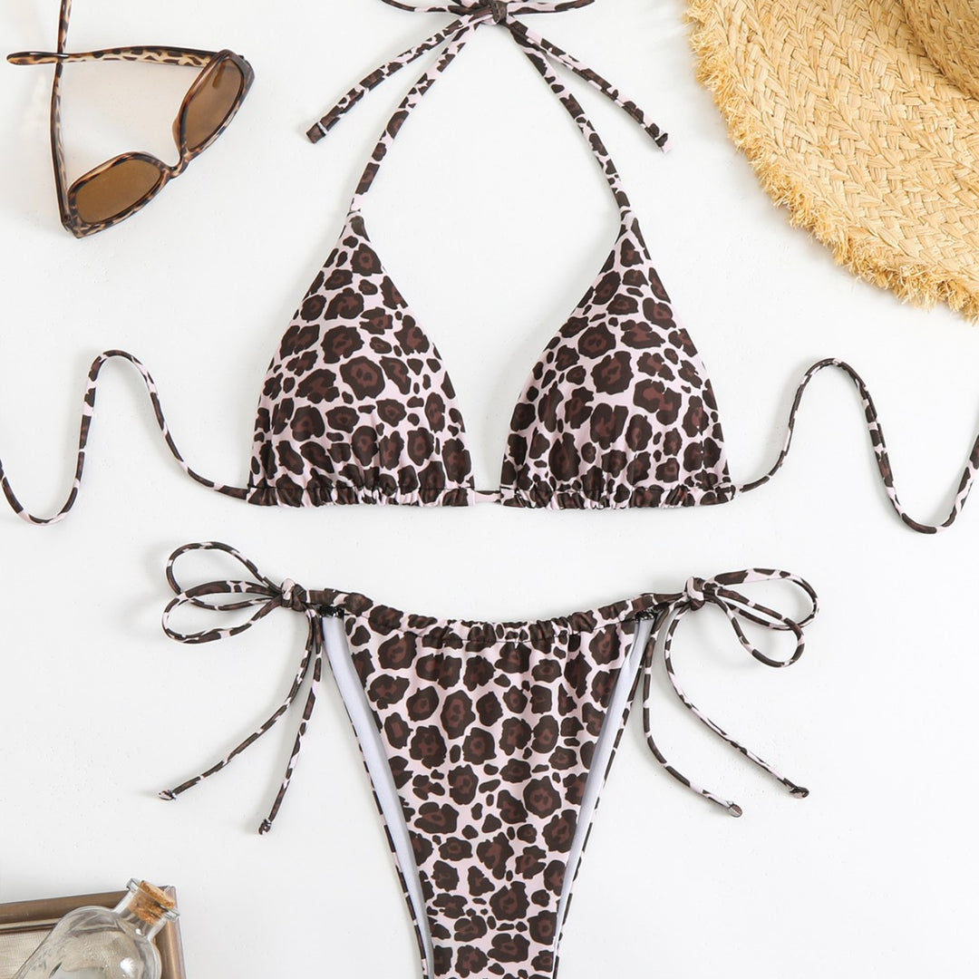 Dame Triangel-Bikini-Sæt med elegant snøre-design Skovae
